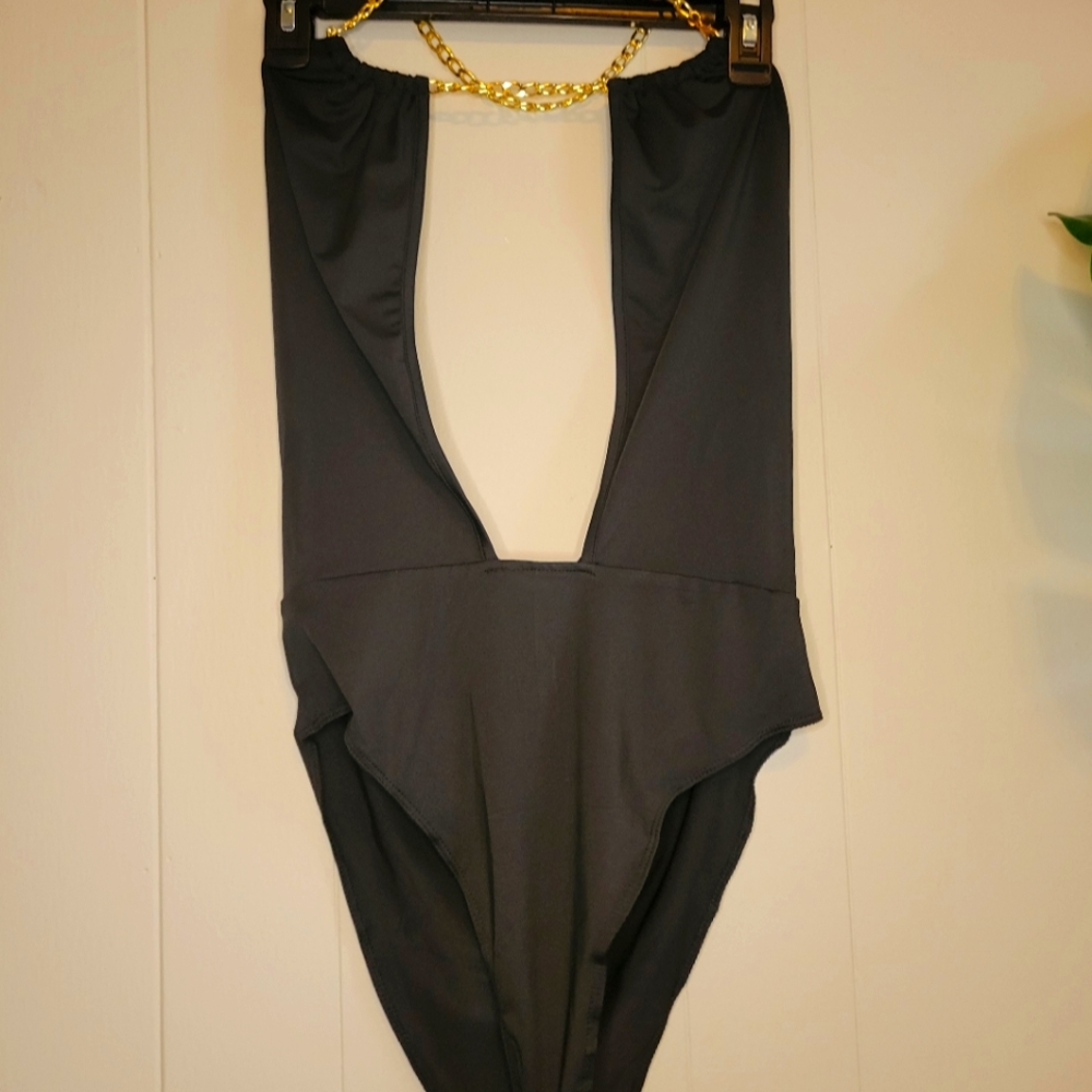 Sexy deep plunge bodysuit